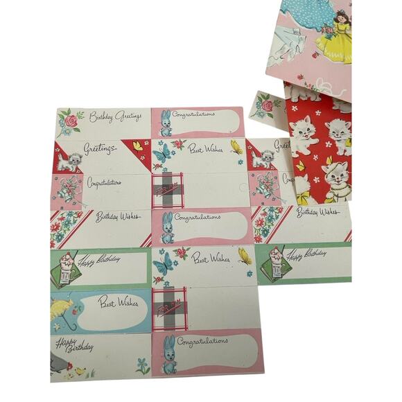 Vintage Lot Vintage Wrapping Paper Sheets Tags MCM - Picture 3 of 16